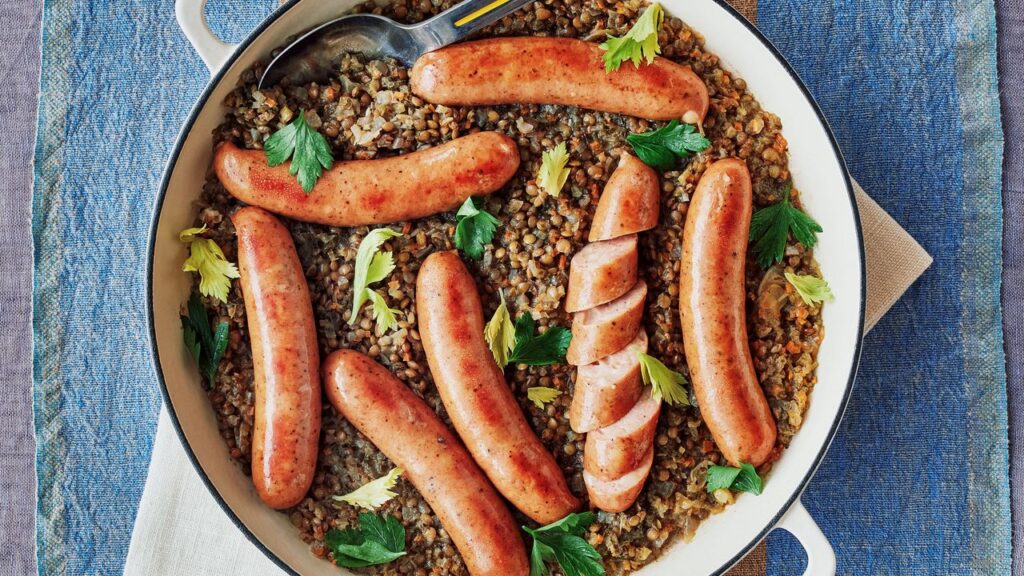 Cider-Braised Sausage and Lentils Recipe
